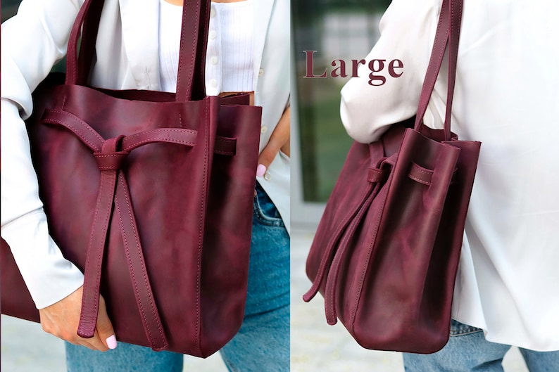 Leather tote bag, custom tote bags, tote bags for women, work bags for women, large leather tote bag, purple tote bag, personalized tote bag image 8