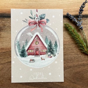 Postkarte Weihnachten Kugel beige
