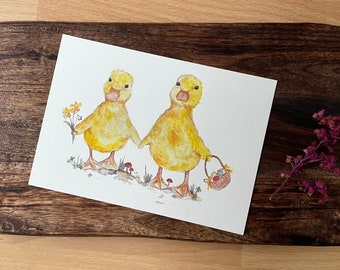 Postkarte Ostern Enten Pärchen