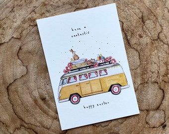 Postkarte Ostern VW Bus Van Bulli