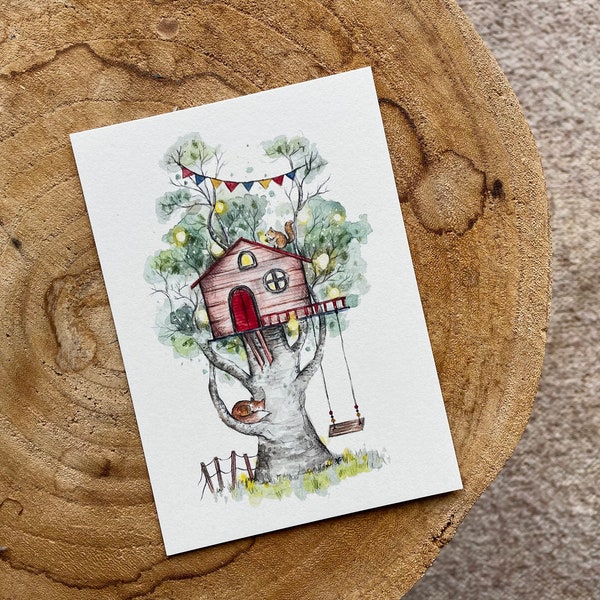Postkarte Baumhaus