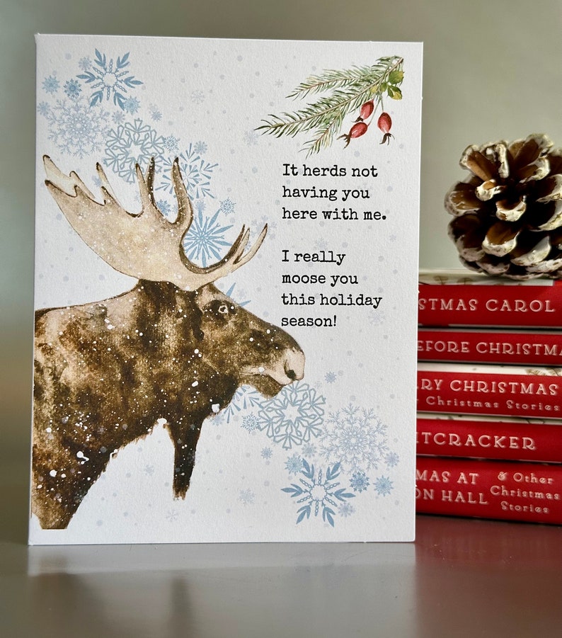 Moose Holiday Card, Moose Greeting Card, Moose Card, Animal Greeting ...