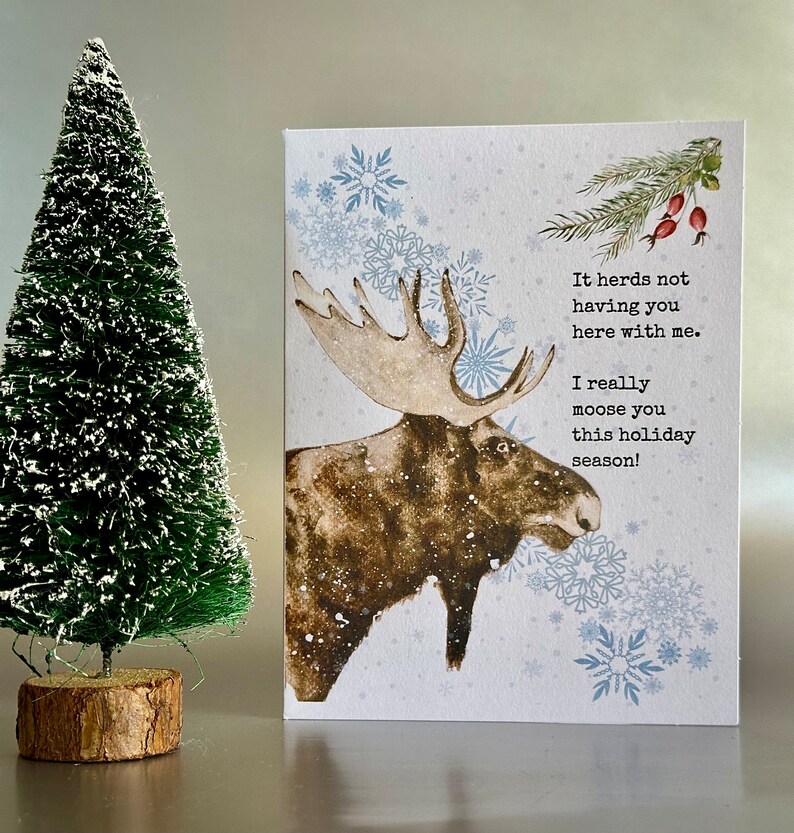 Moose Holiday Card, Moose Greeting Card, Moose Card, Animal Greeting ...