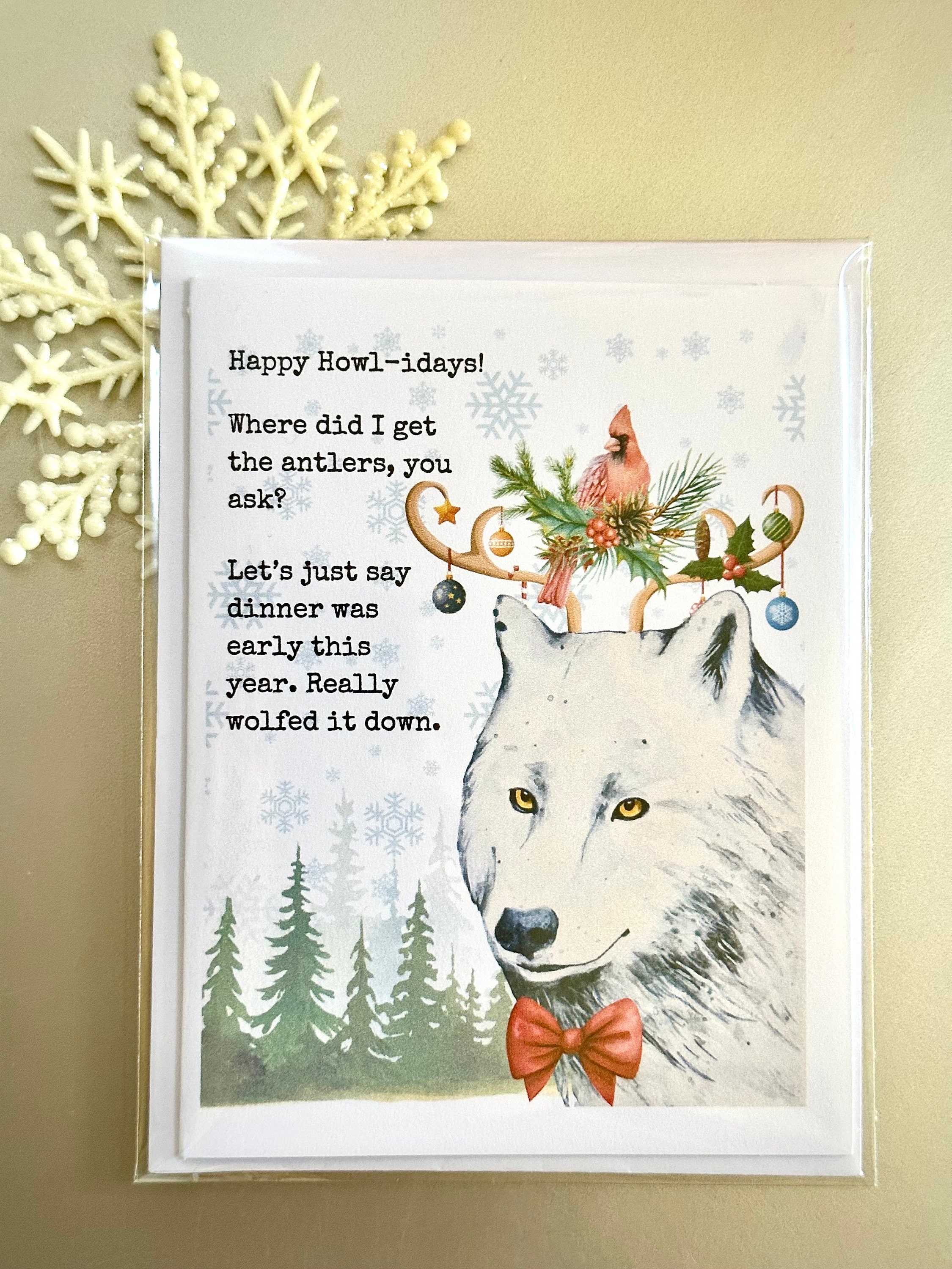 Wolf Holiday Card, Wolf Greeting Card, Animal Card, Animal Greeting ...