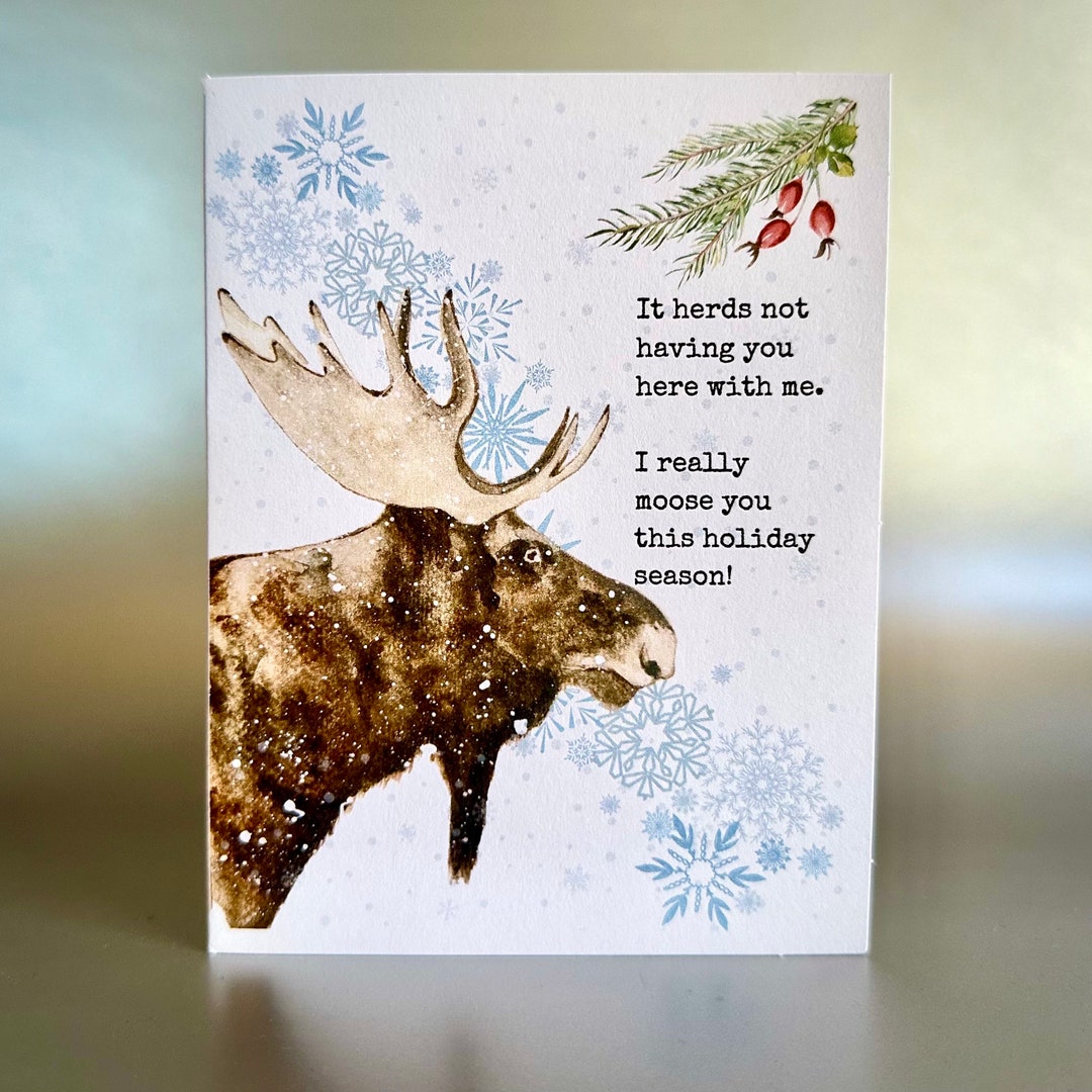 Moose Holiday Card, Moose Greeting Card, Moose Card, Animal Greeting ...