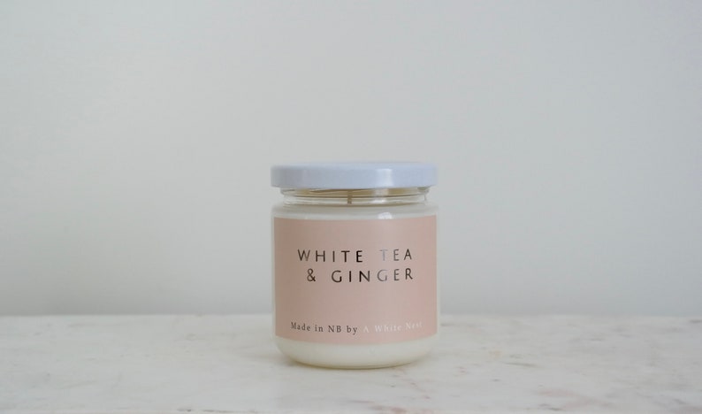 White Tea & Ginger Scented Soy Wax Candle image 1