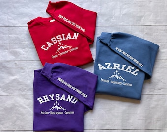 Lizenziertes Fledermaus Jungen ACOTAR Sweatshirt, SJM Merch, Night Court, Velaris, Cassian Rhysand Azriel, Geschenke für Leser, Feyre Darling, Illyrian Baby