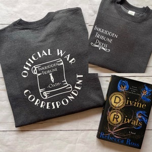 Divine Rivals Inspired Sweathsirt, R. Ross Inspired Merch, Inkridden Tribune, Iris Winnow Jumpsuit, Roman Kitt, Oath Gazette, Fantasy Reader
