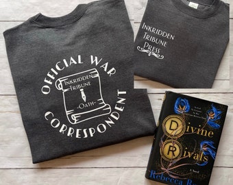 Divine Rivals Inspired Sweathsirt, R. Ross Inspired Merch, Inkridden Tribune, Iris Winnow Jumpsuit, Roman Kitt, Oath Gazette, Fantasy Reader