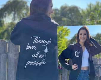 Licensed Danika Fendyr Jacket, Through Love All Is Possible Sweatshirt, Crescent City Merch, Bryce Quinlan Hunt Athalar, Pack of Devils