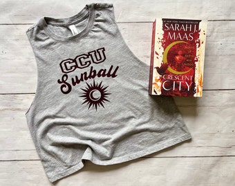 Licensed CCU Sunball Crescent City Crop, Bookish Workout Top, Crescent City SJM Merch, Bryce Quinlan Hunt Athalar, Fantasy Reader, Lunathion