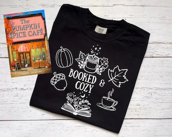 Booked And Cozy Comfort Colors Tee, Cozy Reading Shirt, Gifts For Readers, Halloween Bookish Shirt, Reading Sweatshirt
