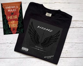 Licensed Rowan Whitethorn Comfort Colors Tee, Buzzard, Sarah J Maas Merch, Throne Of Glass Apparel, Aelin, Celaena, Winged Male, Terrasen