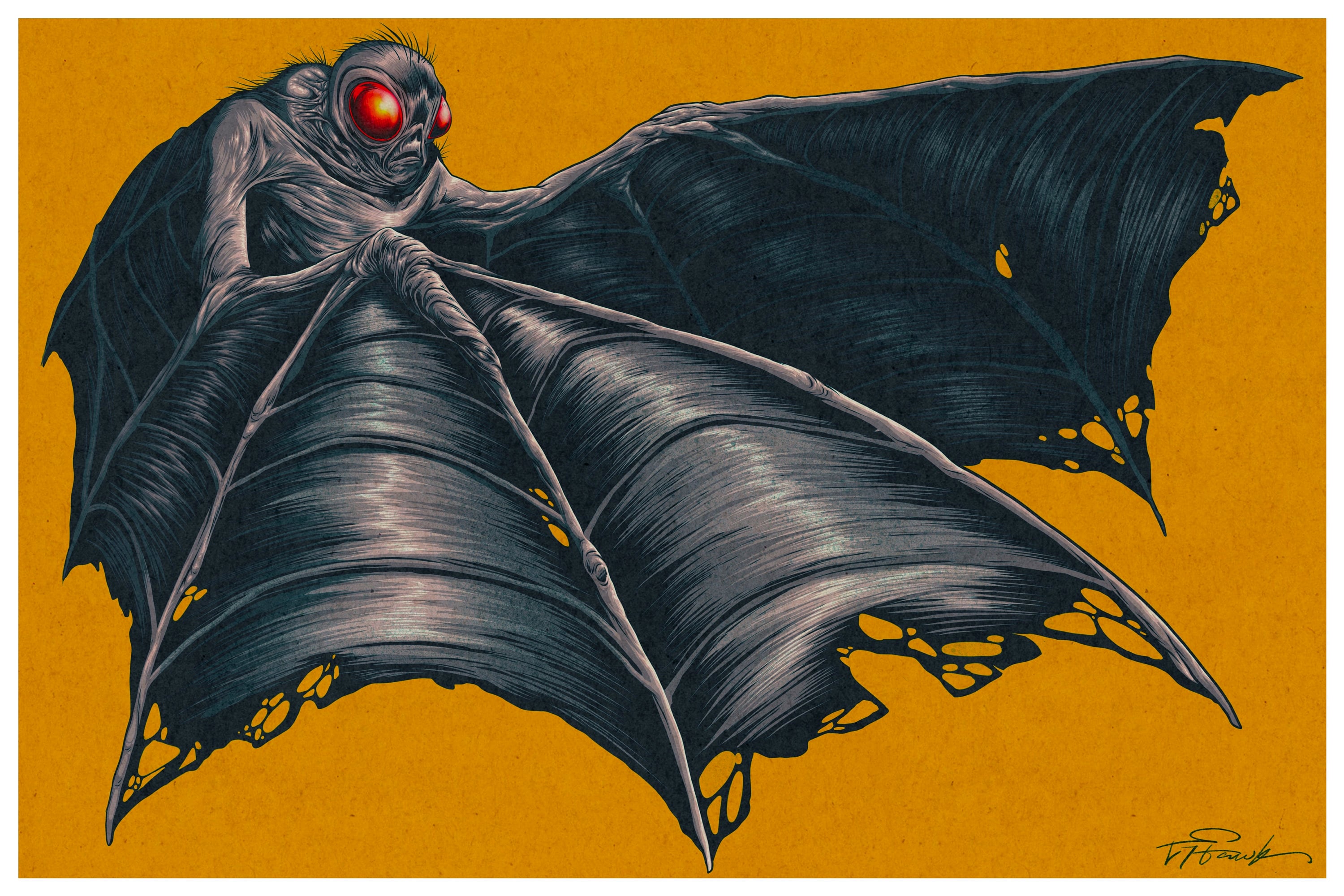 Chicago-style Mothman 12x18 Print - Etsy