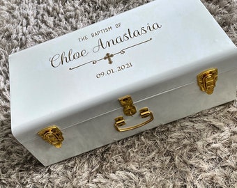 White Trunk Storage Case Box - gold hardware