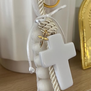 Christening bomboniere / favour acrylic cross rope keychain