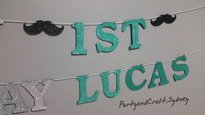 Little man Happy Birthday Banner custom banner Baby shower First Birthday 4.0 Silver Glitter Felt Fabric Personalise bunting flag