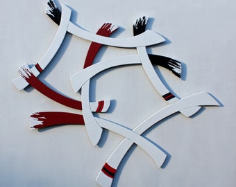 Escultura abstracta de madera para pared: Arte geométrico moderno (91 x 86 cm)