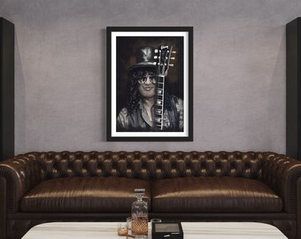 スラッシュのアートワーク | ギターのアートワーク | ガンズ・アンド・ローゼズのアートワーク | ポートレートプリント | F1 ギフト | 男性へのギフト | 女性へのギフト |