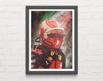 シャルル・ルクレール 2022 アートワーク | フォーミュラワン アートワーク | フェラーリ アートワーク | モータースポーツ プリント | F1 ギフト | 男性へのギフト | 女性へのギフト |