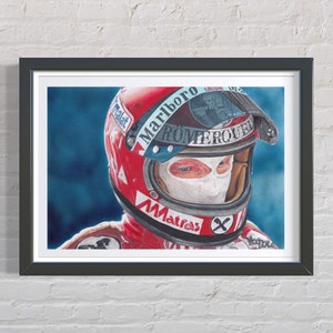 Nikki Lauda Print | Ferrari Artwork | Formula One Artwork | Motorsport Prints | F1 Gifts | Rush Artwork | Gifts For Him | Gifts For Her |
