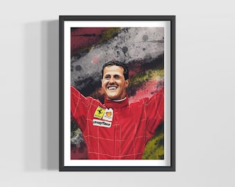 ミハエル・シューマッハのアートワーク | フォーミュラ ワンのアートワーク | フェラーリのアートワーク | モータースポーツ プリント | F1 ギフト | 男性へのギフト | 女性へのギフト |