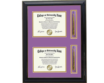 Double Diploma and Tassels Frame  5x7,8x6,9x7,10x8,11x8.5,12x9,13x10,14x11,12x15,12x16,11x17 V-F