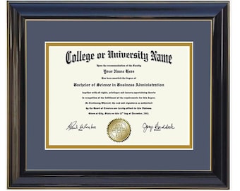 Wooden Diploma Frame: Black and Navy, Various Sizes