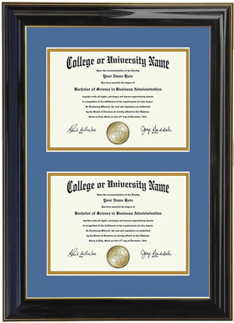 Double Diploma Frame 5x7,8x6,9x7,10x8,11x8.5,12x9,13x10,14x11,12x15,12x16,11x17 HF B/BLK Etsy