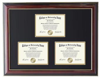 Triple Diploma Frame  5x7,8x6,9x7,10x8,11x8.5,12x9,13x10,14x11 SQ-F