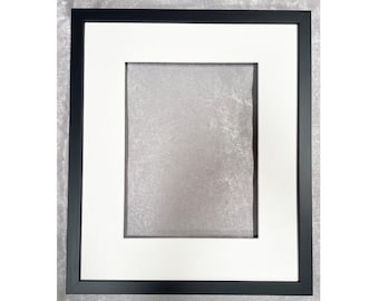 Slim Black Frame with 2" Mat Board, Modern Black Frame 0.75" Wide