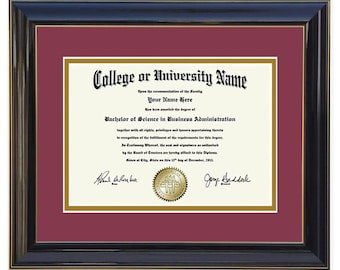 Wooden Diploma Frame: Black Finish, Various Sizes