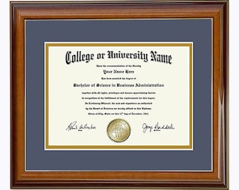 Diploma frame, Degree Frame, Certificate, Graduation Gift, Walnut/Blue 8x6,9x7,10x8,11x8.5,13x10,14x11,12x15,112x16,17x11,11x17,17x14x17
