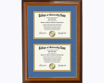 Double Diploma Frame  5x7,8x6,9x7,10x8,11x8.5,12x9,13x10,14x11,12x15,12x16,11x17 H-F WAL/BLU