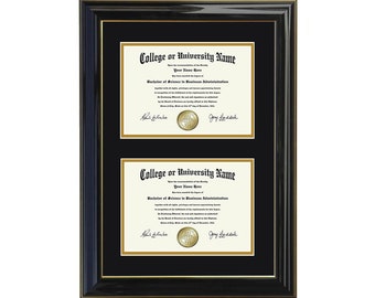 Double Diploma Frame  5x7,8x6,9x7,10x8,11x8.5,12x9,13x10,14x11,12x15,12x16,11x17 H-F B/BLK