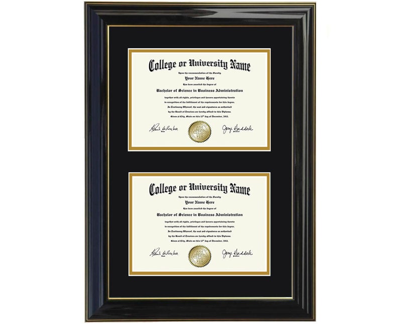 Double Diploma Frame 5x7,8x6,9x7,10x8,11x8.5,12x9,13x10,14x11,12x15,12x16,11x17 HF B/BLK Etsy