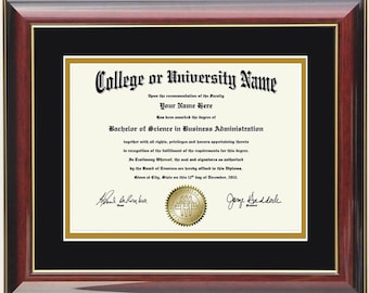 Mahogany Diploma Frame with Gold Accents - 8.5x11 Certificate Frame Graduation Gift