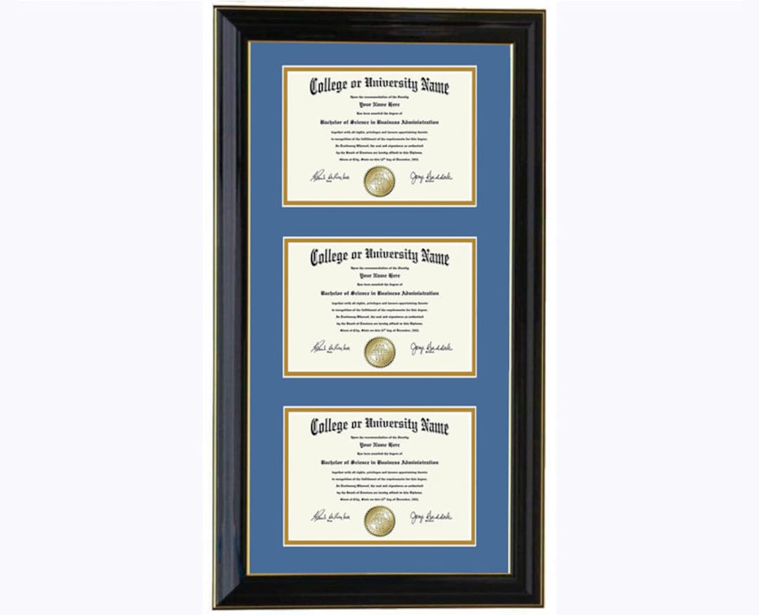 Triple Diploma Frame 5x7,8x6,9x7,10x8,11x8.5,12x9,13x10,14x11 VF Etsy
