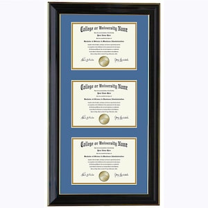 Triple Diploma Frame  5x7,8x6,9x7,10x8,11x8.5,12x9,13x10,14x11 V-F
