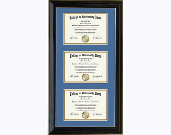 Triple Diploma Frame  5x7,8x6,9x7,10x8,11x8.5,12x9,13x10,14x11 V-F