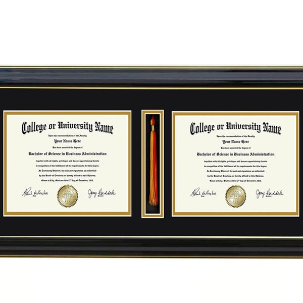 Double Diploma Tassel Frame  5x7,8x6,9x7,10x8,11x8.5,12x9,13x10,14x11,12x15,12x16,11x17 H-F