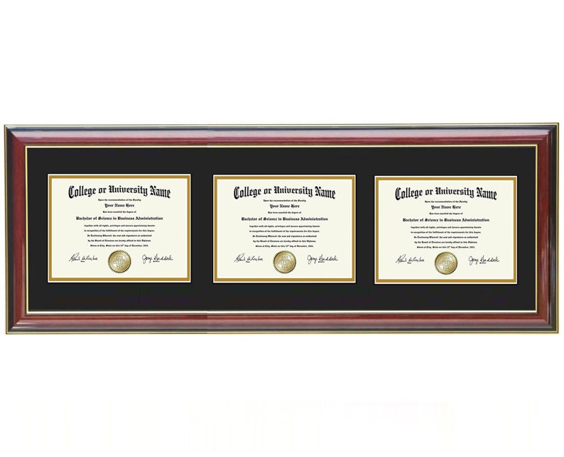 Triple Diploma Frame 5x7,8x6,9x7,10x8,11x8.5,12x9,13x10,14x11 HF Etsy