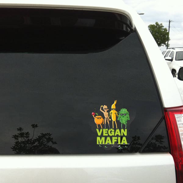 Vegan Mafia Crew - Car Sticker, Car Decal, Wall Decal, Vegan Art, Vegan Stickers, Macbook Decal