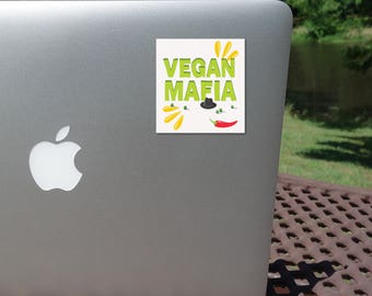 Vegan Mafia - Laptop Sticker, Car Sticker, Laptop Decal, Car Decal, Wall Decal, Vegan Art, Vegan Stickers, Macbook Decal