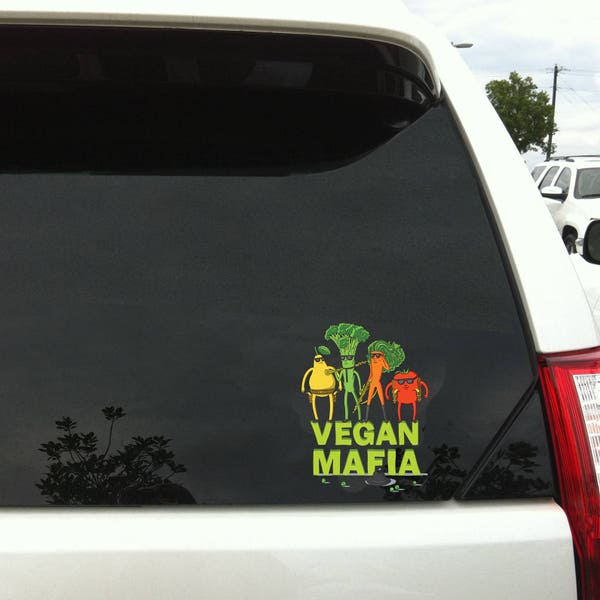 Vegan Mafia - Car Sticker, Car Decal, Wall Decal, Vegan Art, Vegan Stickers, Macbook Decal