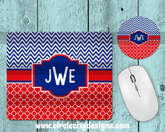 Navy And Red Mousepad And Coaster Sublimation Template Etsy