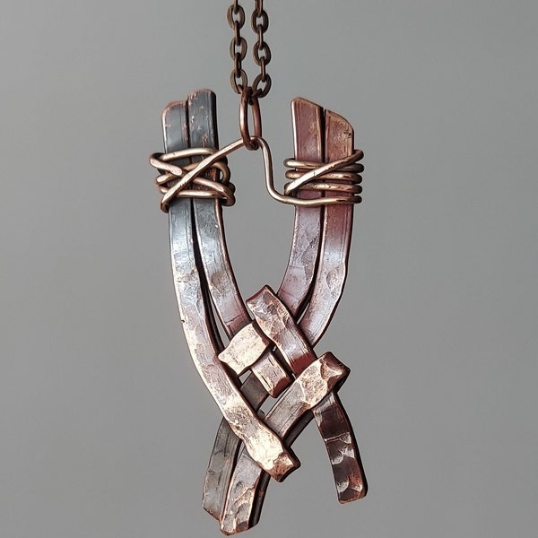 Woven copper St. Brigid's cross pendant