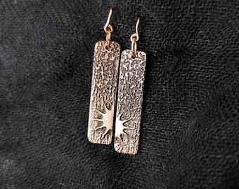 Sunshine upcycled etched copper earrings