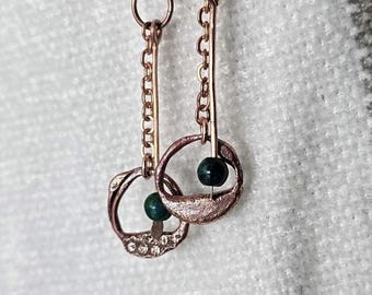 Dangly copper hoop and turquoise earrings