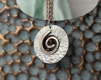 Circle of life handcrafted, mixed metal necklace